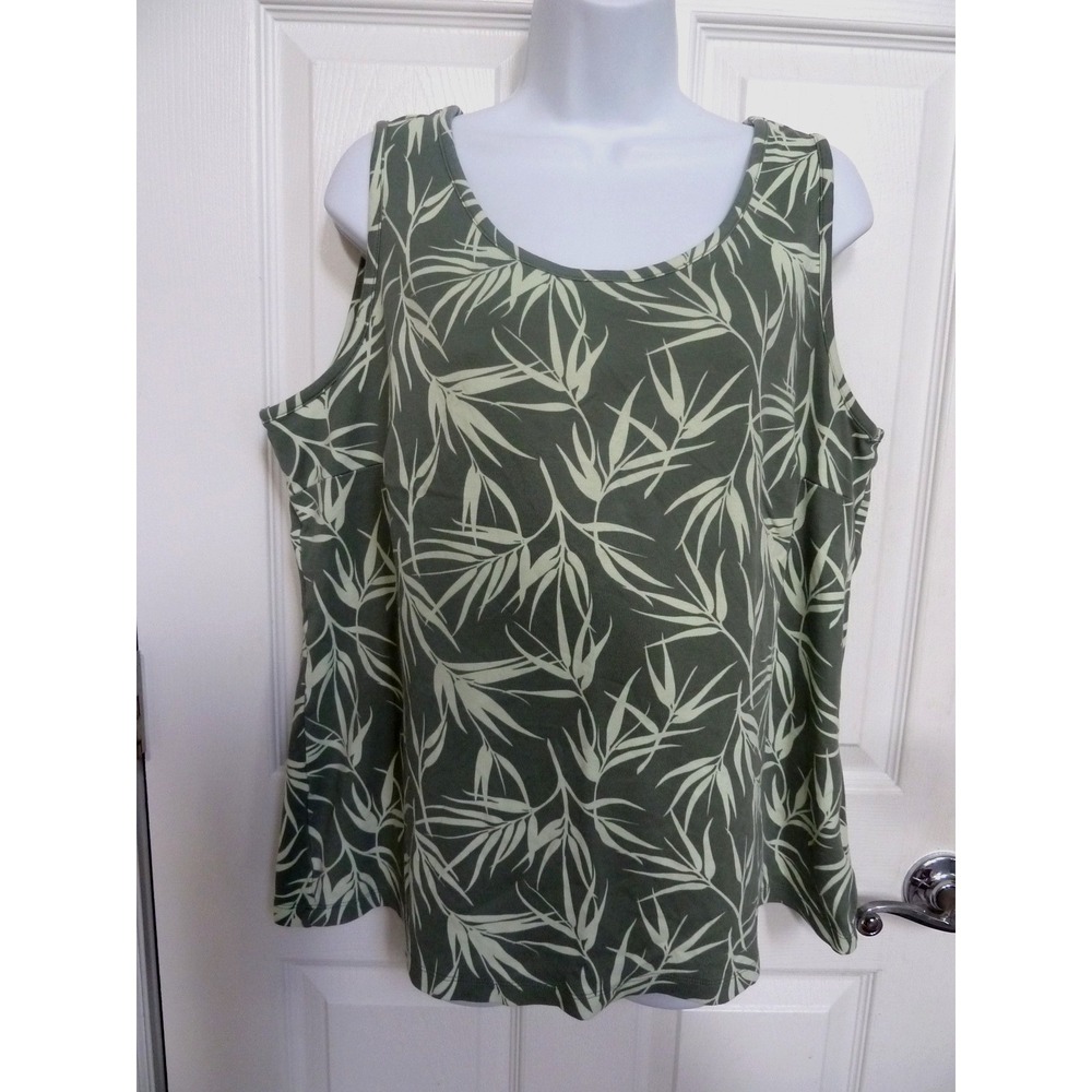*LANDS' END Plus Sz 2X, 20W-22W Tank Top Beachy Tropical 100% Cotton*